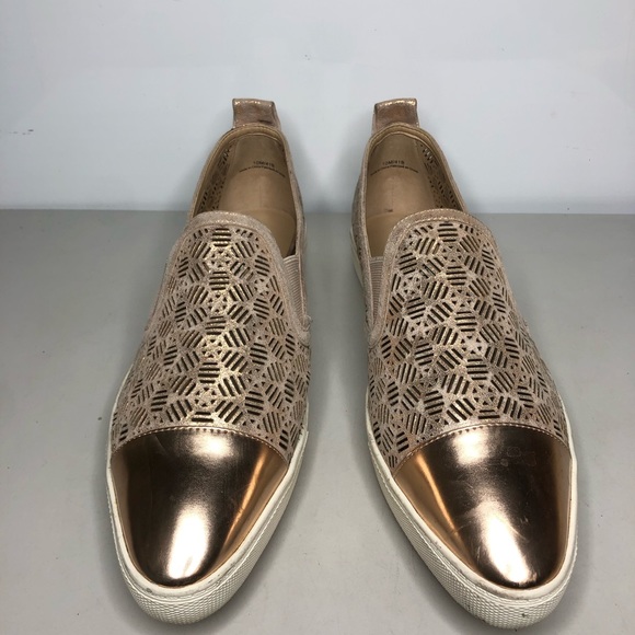 Karl Lagerfeld Rose Gold Leather Cut Out Cap Toe Slip On Sneaker Shoes Women 41B - Picture 7 of 16